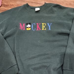 Vintage Green 'Mickey' Embroidered Crewneck Sweatshirt